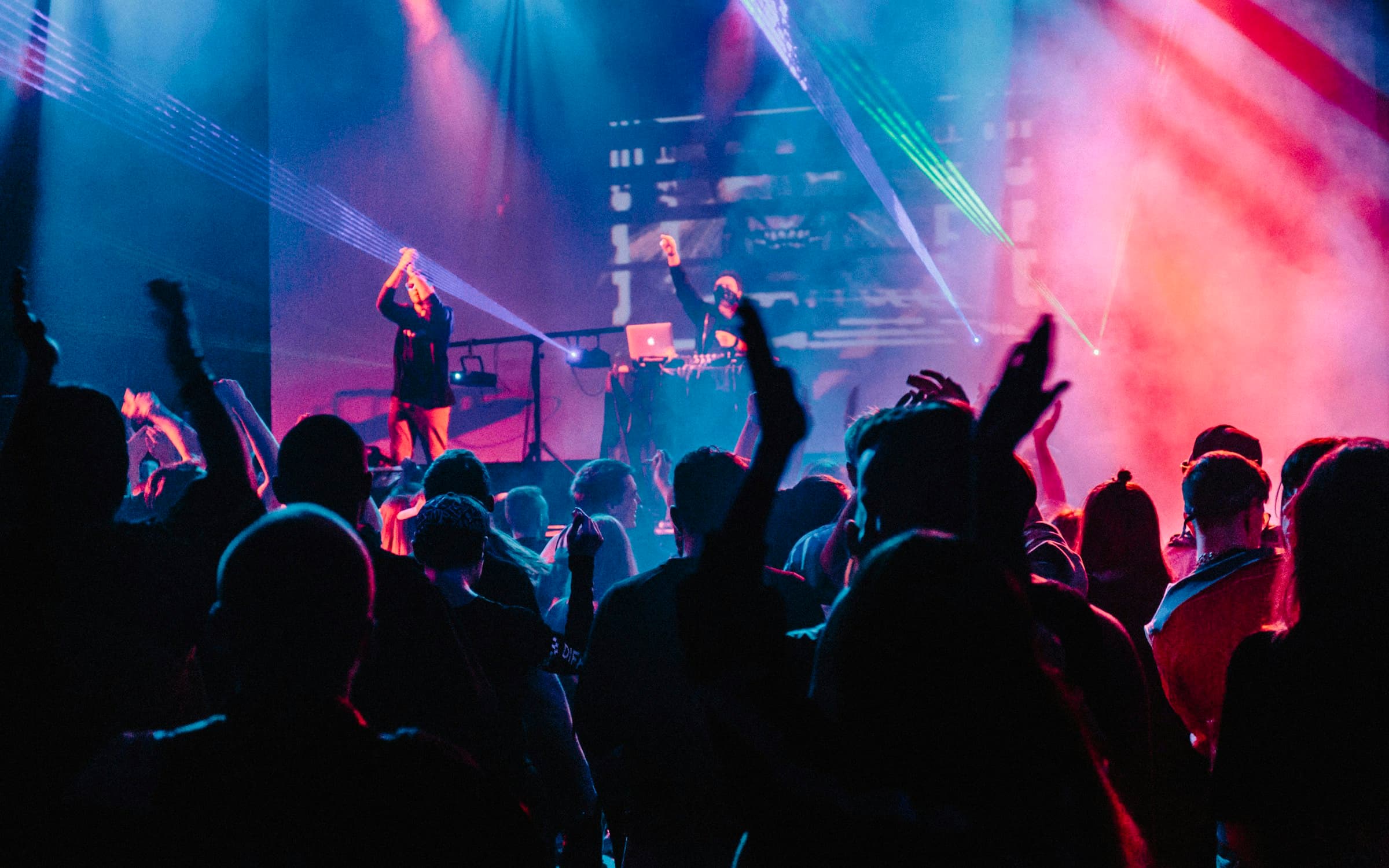 Guests raising their hands to live entertainment at a private party in Tampa Bay